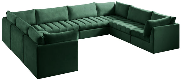 Jacob Velvet / Engineered Wood / Foam Contemporary Green Velvet Modular Sectional - 140" W x 104" D x 32" H