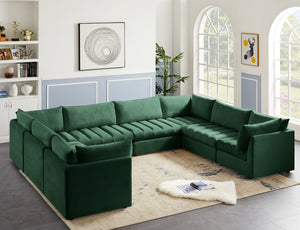 Jacob Velvet / Engineered Wood / Foam Contemporary Green Velvet Modular Sectional - 140" W x 104" D x 32" H