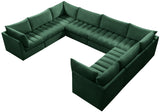 Jacob Velvet / Engineered Wood / Foam Contemporary Green Velvet Modular Sectional - 140" W x 104" D x 32" H