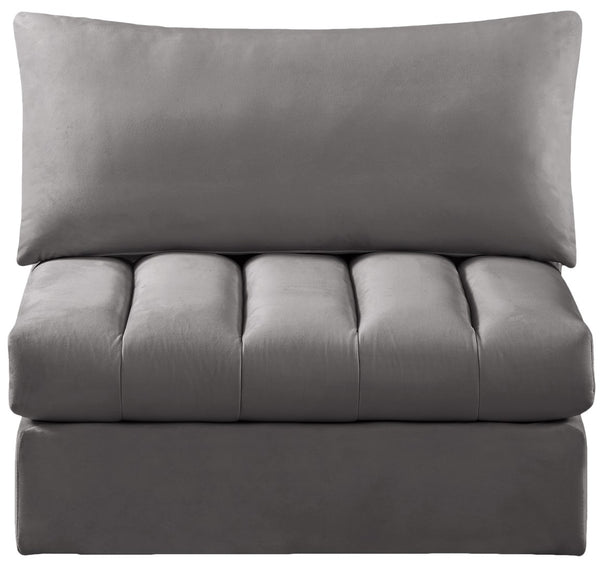 Jacob Velvet / Engineered Wood / Foam Contemporary Grey Velvet Armless - 37" W x 34" D x 32" H