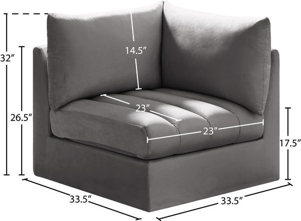 Jacob Velvet / Engineered Wood / Foam Contemporary Grey Velvet Corner - 33" W x 34" D x 32" H