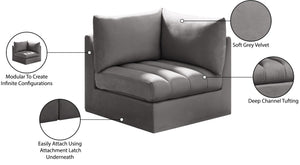 Jacob Velvet / Engineered Wood / Foam Contemporary Grey Velvet Corner - 33" W x 34" D x 32" H