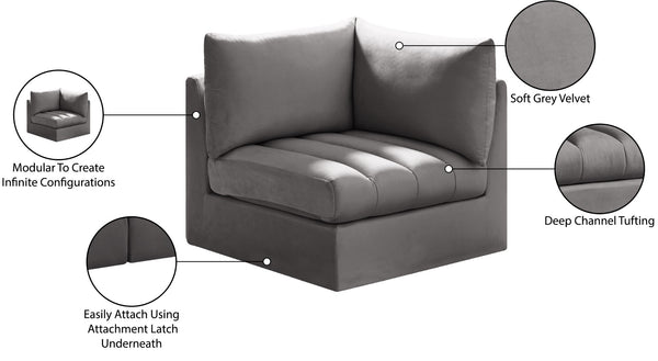 Jacob Velvet / Engineered Wood / Foam Contemporary Grey Velvet Corner - 33" W x 34" D x 32" H
