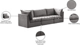 Jacob Velvet / Engineered Wood / Foam Contemporary Grey Velvet Modular Sofa - 103" W x 34" D x 32" H