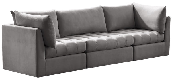 Jacob Velvet / Engineered Wood / Foam Contemporary Grey Velvet Modular Sofa - 103" W x 34" D x 32" H