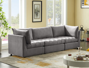 Jacob Velvet / Engineered Wood / Foam Contemporary Grey Velvet Modular Sofa - 103" W x 34" D x 32" H