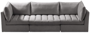 Jacob Velvet / Engineered Wood / Foam Contemporary Grey Velvet Modular Sofa - 103" W x 34" D x 32" H