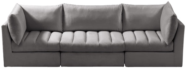 Jacob Velvet / Engineered Wood / Foam Contemporary Grey Velvet Modular Sofa - 103" W x 34" D x 32" H
