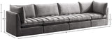 Jacob Velvet / Engineered Wood / Foam Contemporary Grey Velvet Modular Sofa - 140" W x 34" D x 32" H