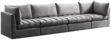 Jacob Velvet / Engineered Wood / Foam Contemporary Grey Velvet Modular Sofa - 140" W x 34" D x 32" H