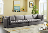 Jacob Velvet / Engineered Wood / Foam Contemporary Grey Velvet Modular Sofa - 140" W x 34" D x 32" H