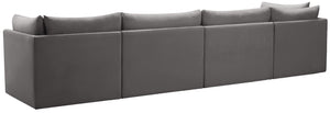 Jacob Velvet / Engineered Wood / Foam Contemporary Grey Velvet Modular Sofa - 140" W x 34" D x 32" H