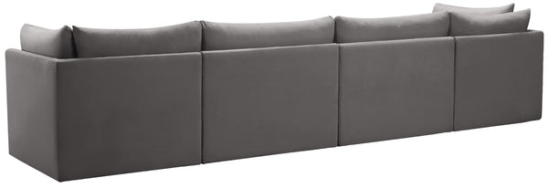 Jacob Velvet / Engineered Wood / Foam Contemporary Grey Velvet Modular Sofa - 140" W x 34" D x 32" H