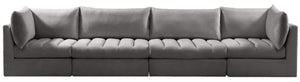 Jacob Velvet / Engineered Wood / Foam Contemporary Grey Velvet Modular Sofa - 140" W x 34" D x 32" H