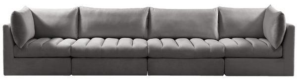 Jacob Velvet / Engineered Wood / Foam Contemporary Grey Velvet Modular Sofa - 140" W x 34" D x 32" H
