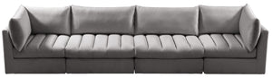 Jacob Velvet / Engineered Wood / Foam Contemporary Grey Velvet Modular Sofa - 140" W x 34" D x 32" H