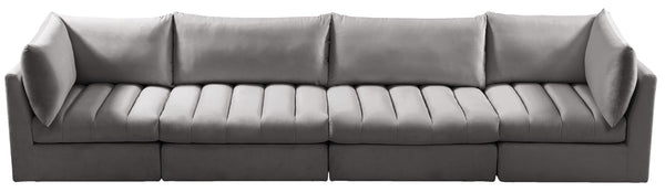 Jacob Velvet / Engineered Wood / Foam Contemporary Grey Velvet Modular Sofa - 140" W x 34" D x 32" H