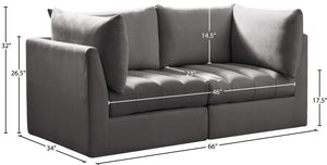 Jacob Velvet / Engineered Wood / Foam Contemporary Grey Velvet Modular Sofa - 66" W x 34" D x 32" H