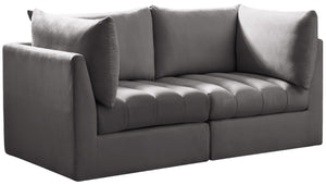 Jacob Velvet / Engineered Wood / Foam Contemporary Grey Velvet Modular Sofa - 66" W x 34" D x 32" H