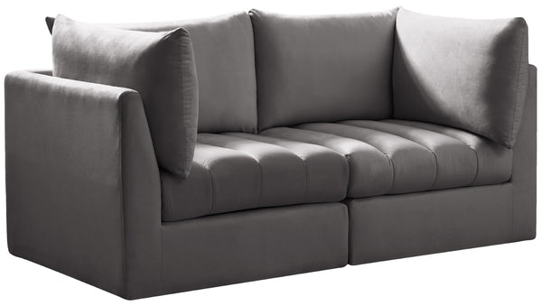 Jacob Velvet / Engineered Wood / Foam Contemporary Grey Velvet Modular Sofa - 66" W x 34" D x 32" H