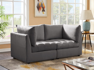 Jacob Velvet / Engineered Wood / Foam Contemporary Grey Velvet Modular Sofa - 66" W x 34" D x 32" H