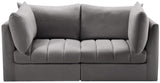 Jacob Velvet / Engineered Wood / Foam Contemporary Grey Velvet Modular Sofa - 66" W x 34" D x 32" H