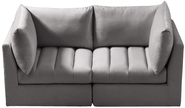 Jacob Velvet / Engineered Wood / Foam Contemporary Grey Velvet Modular Sofa - 66" W x 34" D x 32" H