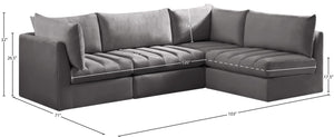 Jacob Velvet / Engineered Wood / Foam Contemporary Grey Velvet Modular Sectional - 103" W x 71" D x 32" H