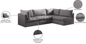 Jacob Velvet / Engineered Wood / Foam Contemporary Grey Velvet Modular Sectional - 103" W x 71" D x 32" H