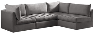 Jacob Velvet / Engineered Wood / Foam Contemporary Grey Velvet Modular Sectional - 103" W x 71" D x 32" H