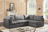 Jacob Velvet / Engineered Wood / Foam Contemporary Grey Velvet Modular Sectional - 103" W x 71" D x 32" H