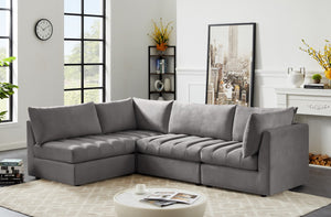 Jacob Velvet / Engineered Wood / Foam Contemporary Grey Velvet Modular Sectional - 103" W x 71" D x 32" H