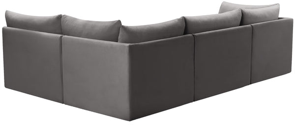 Jacob Velvet / Engineered Wood / Foam Contemporary Grey Velvet Modular Sectional - 103" W x 71" D x 32" H