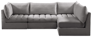 Jacob Velvet / Engineered Wood / Foam Contemporary Grey Velvet Modular Sectional - 103" W x 71" D x 32" H