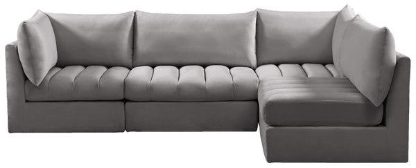 Jacob Velvet / Engineered Wood / Foam Contemporary Grey Velvet Modular Sectional - 103" W x 71" D x 32" H