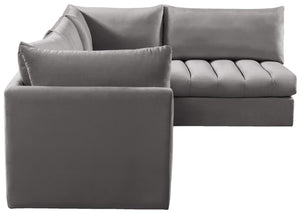 Jacob Velvet / Engineered Wood / Foam Contemporary Grey Velvet Modular Sectional - 103" W x 71" D x 32" H