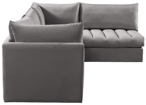 Jacob Velvet / Engineered Wood / Foam Contemporary Grey Velvet Modular Sectional - 103" W x 71" D x 32" H