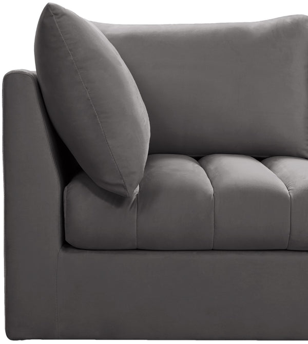 Jacob Velvet / Engineered Wood / Foam Contemporary Grey Velvet Modular Sectional - 103" W x 71" D x 32" H