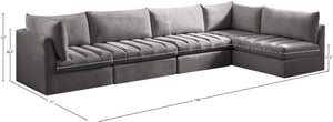 Jacob Velvet / Engineered Wood / Foam Contemporary Grey Velvet Modular Sectional - 140" W x 71" D x 32" H