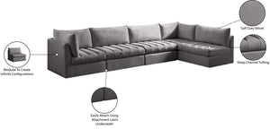 Jacob Velvet / Engineered Wood / Foam Contemporary Grey Velvet Modular Sectional - 140" W x 71" D x 32" H