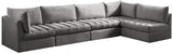 Jacob Velvet / Engineered Wood / Foam Contemporary Grey Velvet Modular Sectional - 140" W x 71" D x 32" H