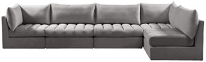 Jacob Velvet / Engineered Wood / Foam Contemporary Grey Velvet Modular Sectional - 140" W x 71" D x 32" H