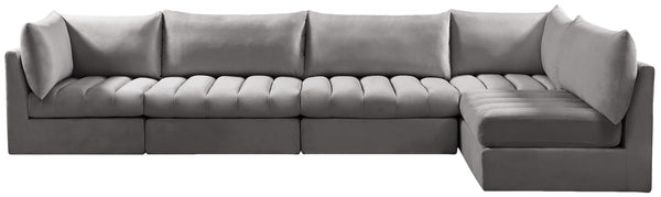 Jacob Velvet / Engineered Wood / Foam Contemporary Grey Velvet Modular Sectional - 140" W x 71" D x 32" H