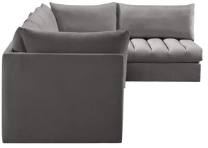Jacob Velvet / Engineered Wood / Foam Contemporary Grey Velvet Modular Sectional - 140" W x 71" D x 32" H