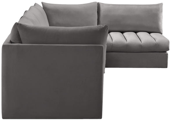 Jacob Velvet / Engineered Wood / Foam Contemporary Grey Velvet Modular Sectional - 140" W x 71" D x 32" H