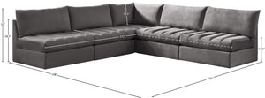 Jacob Velvet / Engineered Wood / Foam Contemporary Grey Velvet Modular Sectional - 107" W x 108" D x 32" H
