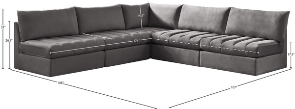 Jacob Velvet / Engineered Wood / Foam Contemporary Grey Velvet Modular Sectional - 107" W x 108" D x 32" H