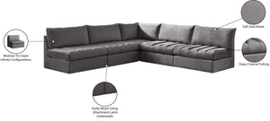 Jacob Velvet / Engineered Wood / Foam Contemporary Grey Velvet Modular Sectional - 107" W x 108" D x 32" H