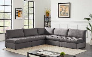 Jacob Velvet / Engineered Wood / Foam Contemporary Grey Velvet Modular Sectional - 107" W x 108" D x 32" H