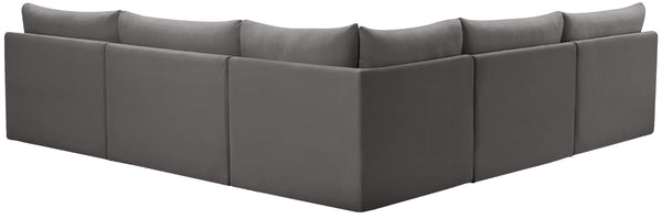 Jacob Velvet / Engineered Wood / Foam Contemporary Grey Velvet Modular Sectional - 107" W x 108" D x 32" H